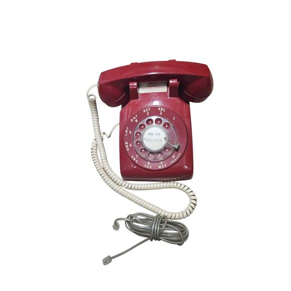 Vintage 1984 Bell System Western Electric 500 DM Cherry Red Rotary Dial Phone - Picture 1 of 12